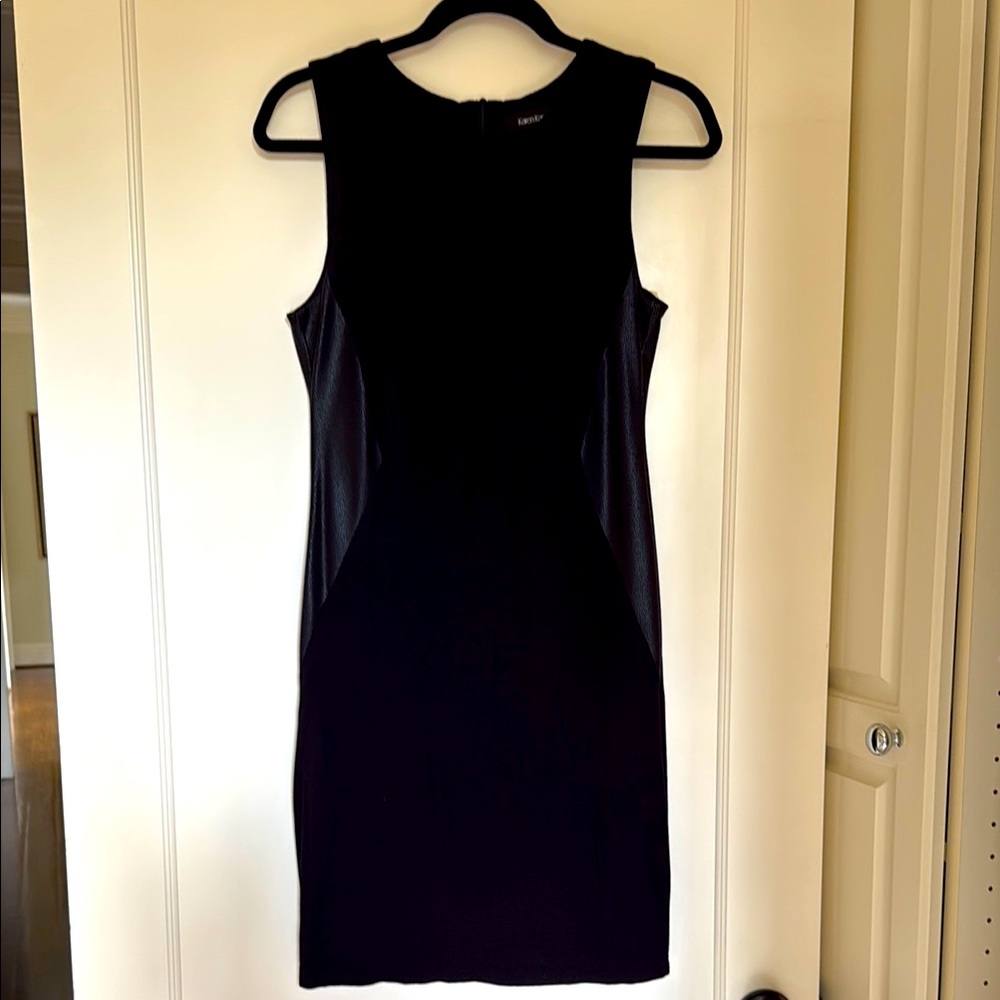 Karen Kane Amber Waves Faux Leather Sleeveless Sheath Dress